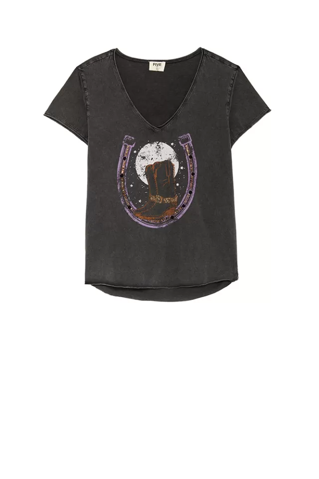 Tee-shirts | Five Jeans TEE SHIRT COWBOY Steel